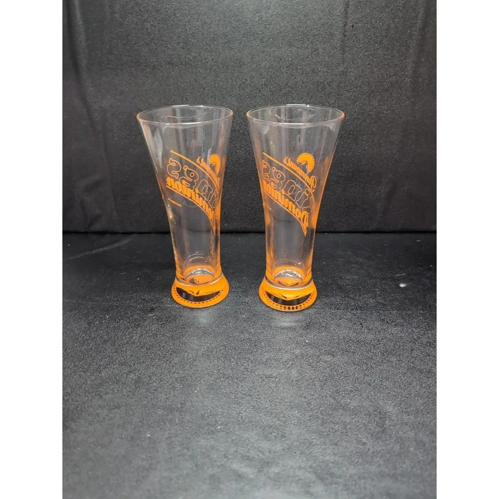 Paramount's Kings Dominion Pilsner Glass Set,‎ Vintage Orange Logo Beer Glasses